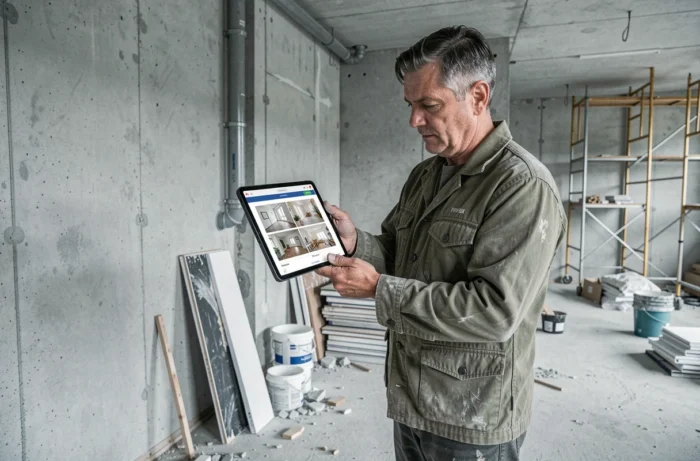 Artisan consultant une application de mise en relation pour des chantiers de rénovation immobilière